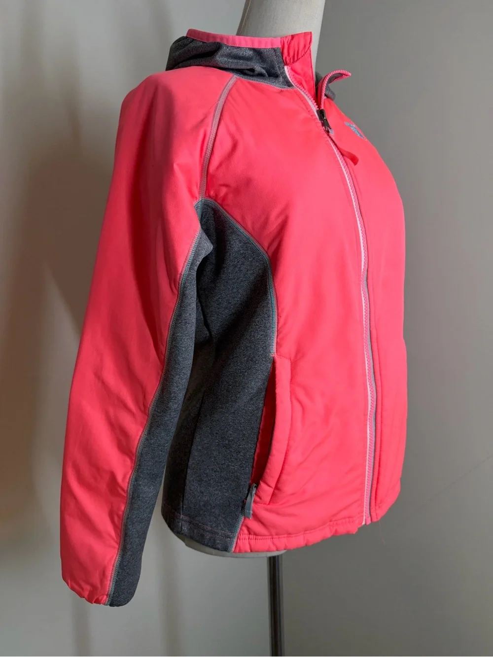 The North Face Girls Pink Grey Glacier - SZ L- Full Zip Hooded Sweatshirt Hoodie
